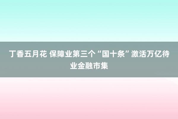 丁香五月花 保障业第三个“国十条”激活万亿待业金融市集