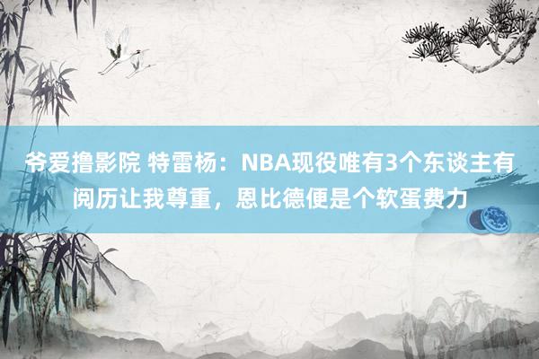 爷爱撸影院 特雷杨：NBA现役唯有3个东谈主有阅历让我尊重，恩比德便是个软蛋费力