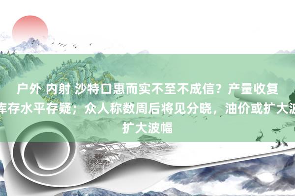 户外 内射 沙特口惠而实不至不成信？产量收复和库存水平存疑；众人称数周后将见分晓，油价或扩大波幅