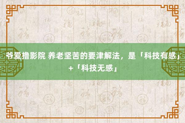 爷爱撸影院 养老坚苦的要津解法，是「科技有感」+「科技无感」