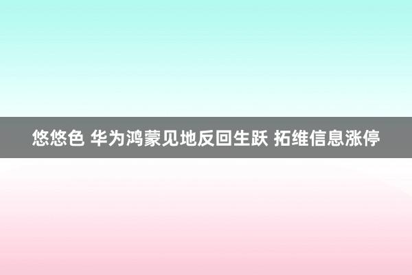 悠悠色 华为鸿蒙见地反回生跃 拓维信息涨停