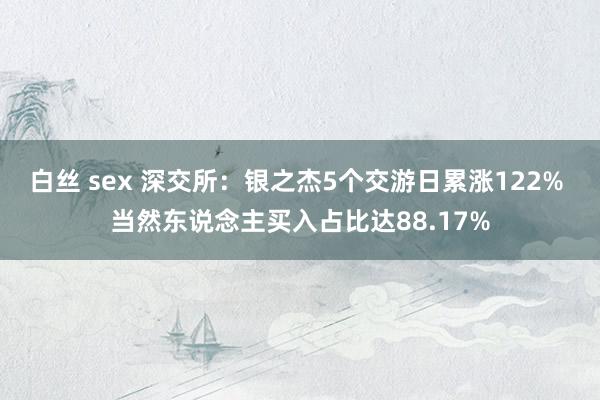 白丝 sex 深交所：银之杰5个交游日累涨122% 当然东说念主买入占比达88.17%