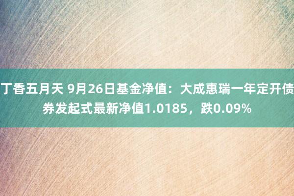 丁香五月天 9月26日基金净值：大成惠瑞一年定开债券发起式最新净值1.0185，跌0.09%