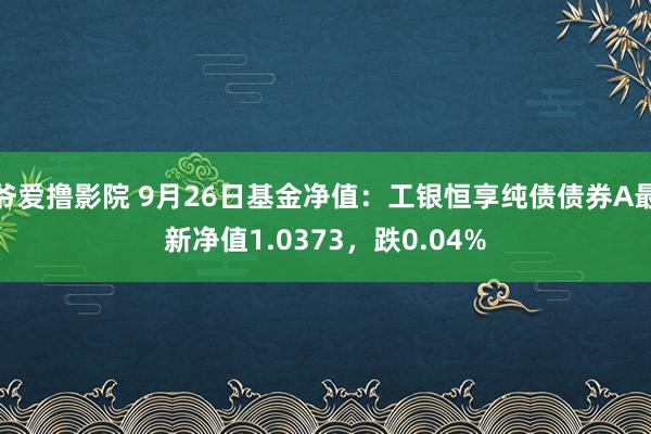 爷爱撸影院 9月26日基金净值：工银恒享纯债债券A最新净值1.0373，跌0.04%