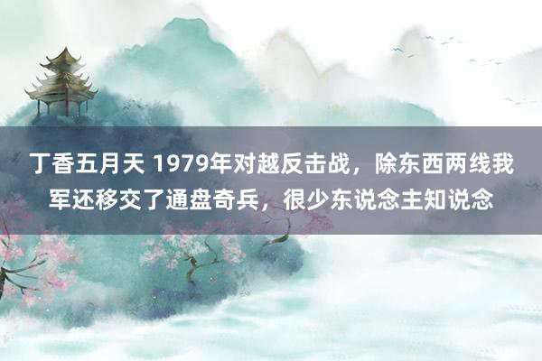 丁香五月天 1979年对越反击战，除东西两线我军还移交了通盘奇兵，很少东说念主知说念