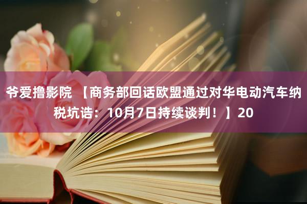 爷爱撸影院 【商务部回话欧盟通过对华电动汽车纳税坑诰：10月7日持续谈判！】20