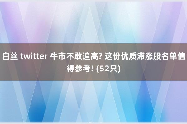 白丝 twitter 牛市不敢追高? 这份优质滞涨股名单值得参考! (52只)