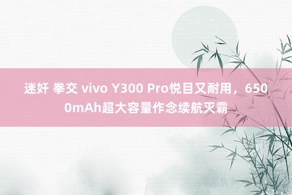 迷奸 拳交 vivo Y300 Pro悦目又耐用，6500mAh超大容量作念续航灭霸