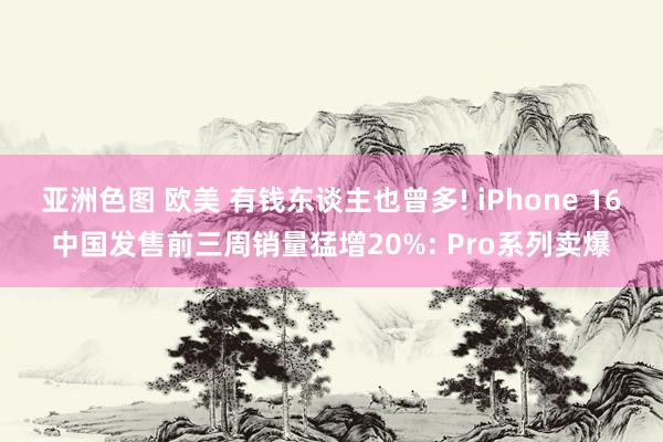 亚洲色图 欧美 有钱东谈主也曾多! iPhone 16中国发售前三周销量猛增20%: Pro系列卖爆