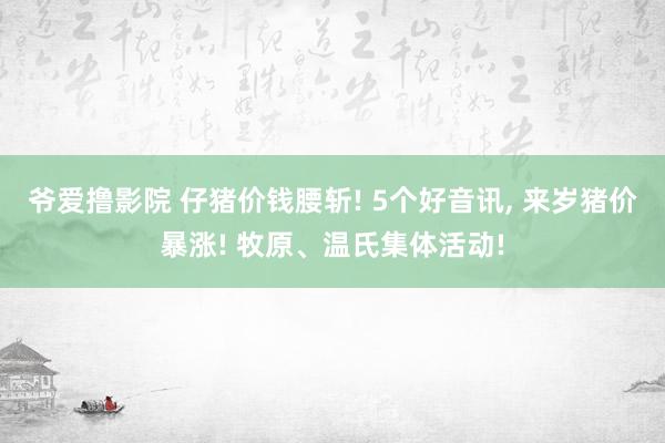 爷爱撸影院 仔猪价钱腰斩! 5个好音讯， 来岁猪价暴涨! 牧原、温氏集体活动!