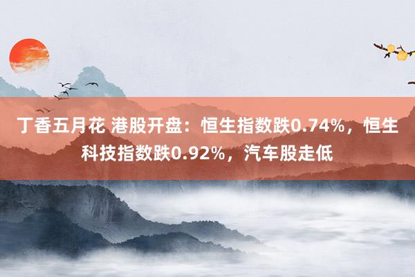 丁香五月花 港股开盘：恒生指数跌0.74%，恒生科技指数跌0.92%，汽车股走低