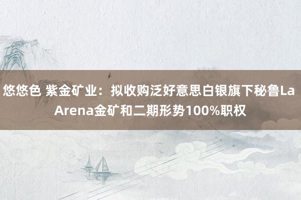 悠悠色 紫金矿业：拟收购泛好意思白银旗下秘鲁La Arena金矿和二期形势100%职权