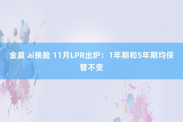 金晨 ai换脸 11月LPR出炉：1年期和5年期均保管不变