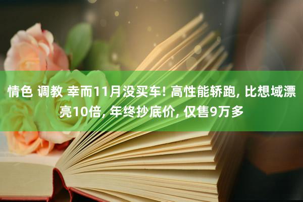 情色 调教 幸而11月没买车! 高性能轿跑， 比想域漂亮10倍， 年终抄底价， 仅售9万多