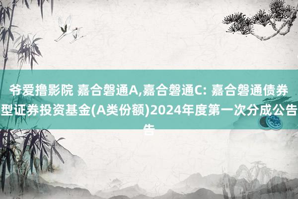 爷爱撸影院 嘉合磐通A，嘉合磐通C: 嘉合磐通债券型证券投资基金(A类份额)2024年度第一次分成公告