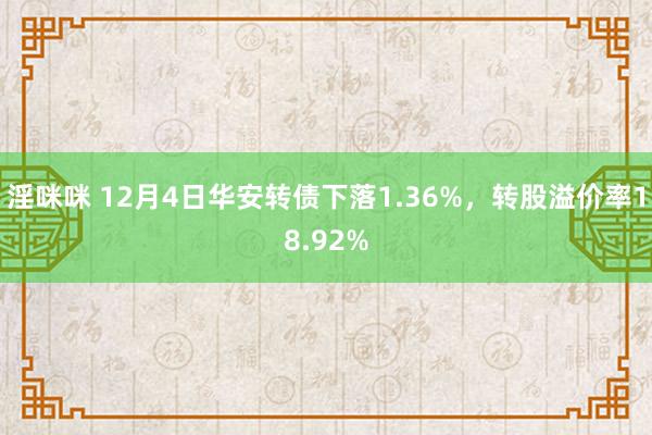 淫咪咪 12月4日华安转债下落1.36%，转股溢价率18.92%