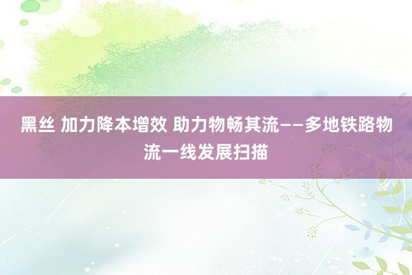 黑丝 加力降本增效 助力物畅其流——多地铁路物流一线发展扫描