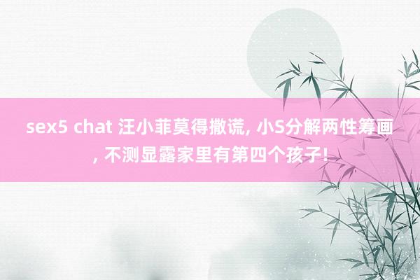 sex5 chat 汪小菲莫得撒谎， 小S分解两性筹画， 不测显露家里有第四个孩子!