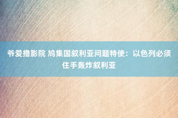 爷爱撸影院 鸠集国叙利亚问题特使：以色列必须住手轰炸叙利亚