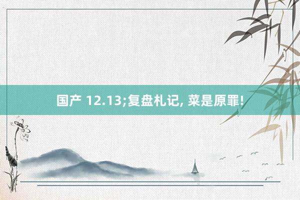 国产 12.13;复盘札记， 菜是原罪!