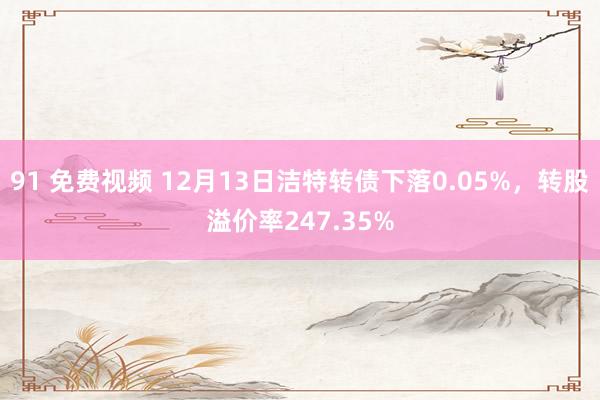 91 免费视频 12月13日洁特转债下落0.05%，转股溢价率247.35%