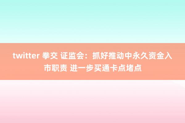 twitter 拳交 证监会：抓好推动中永久资金入市职责 进一步买通卡点堵点