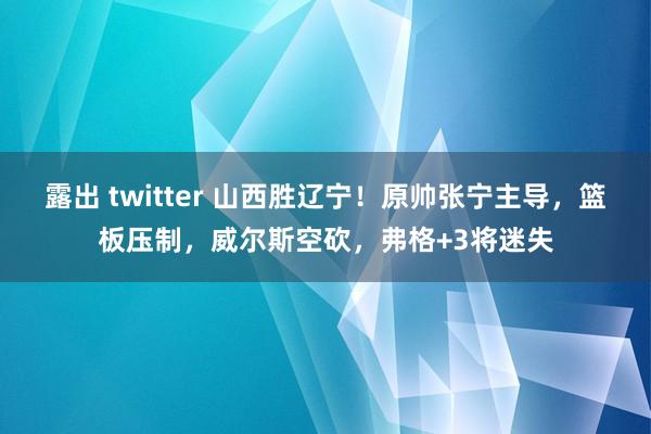 露出 twitter 山西胜辽宁！原帅张宁主导，篮板压制，威尔斯空砍，弗格+3将迷失