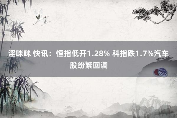 淫咪咪 快讯：恒指低开1.28% 科指跌1.7%汽车股纷繁回调