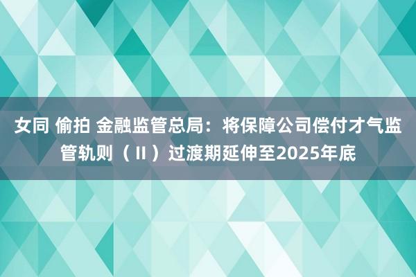 女同 偷拍 金融监管总局：将保障公司偿付才气监管轨则（Ⅱ）过渡期延伸至2025年底