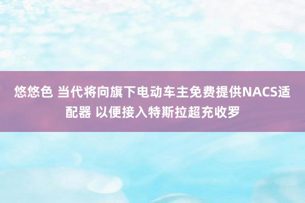 悠悠色 当代将向旗下电动车主免费提供NACS适配器 以便接入特斯拉超充收罗