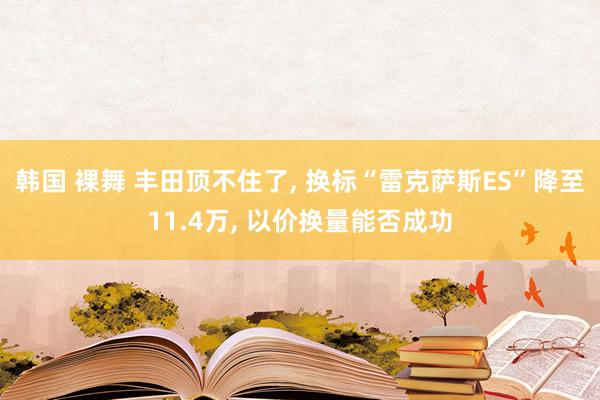 韩国 裸舞 丰田顶不住了， 换标“雷克萨斯ES”降至11.4万， 以价换量能否成功