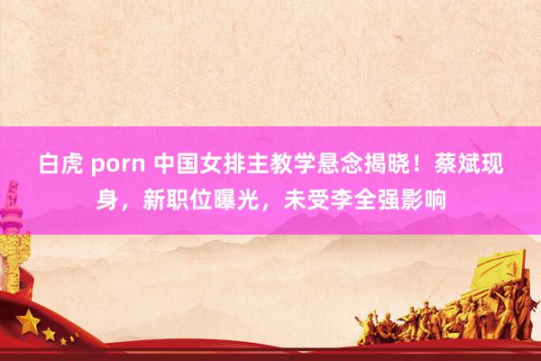 白虎 porn 中国女排主教学悬念揭晓！蔡斌现身，新职位曝光，未受李全强影响