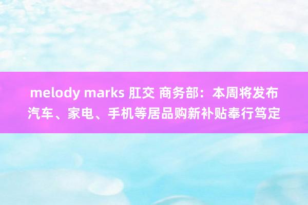 melody marks 肛交 商务部：本周将发布汽车、家电、手机等居品购新补贴奉行笃定