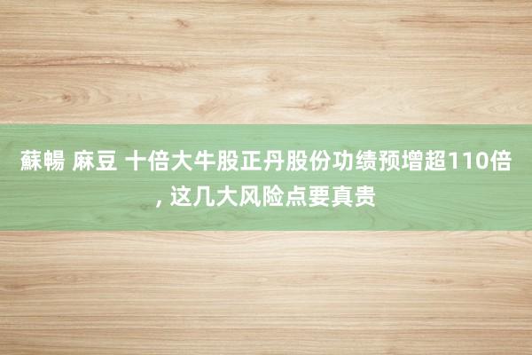 蘇暢 麻豆 十倍大牛股正丹股份功绩预增超110倍， 这几大风险点要真贵