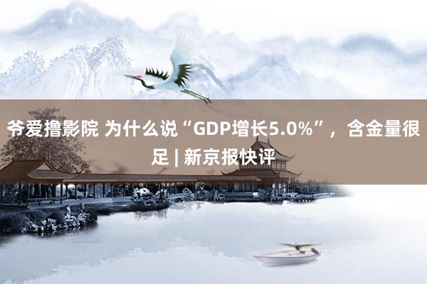 爷爱撸影院 为什么说“GDP增长5.0%”，含金量很足 | 新京报快评